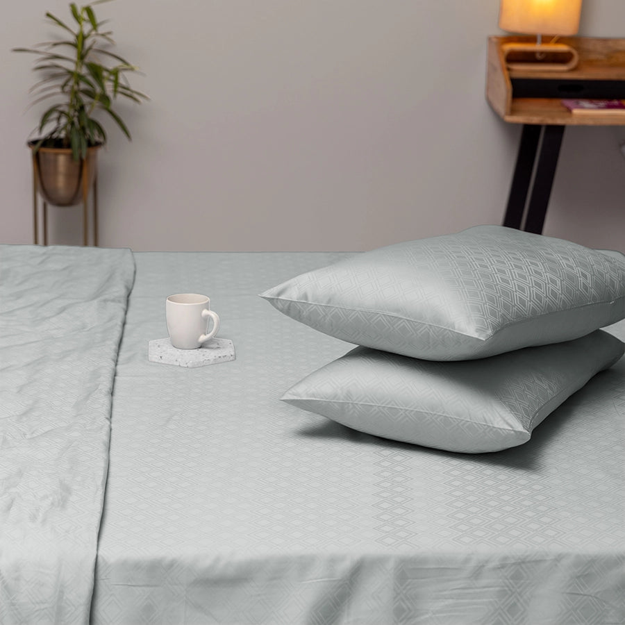 Bedsheet Set - Dazzling Diamond Jacquard - Light Grey - King