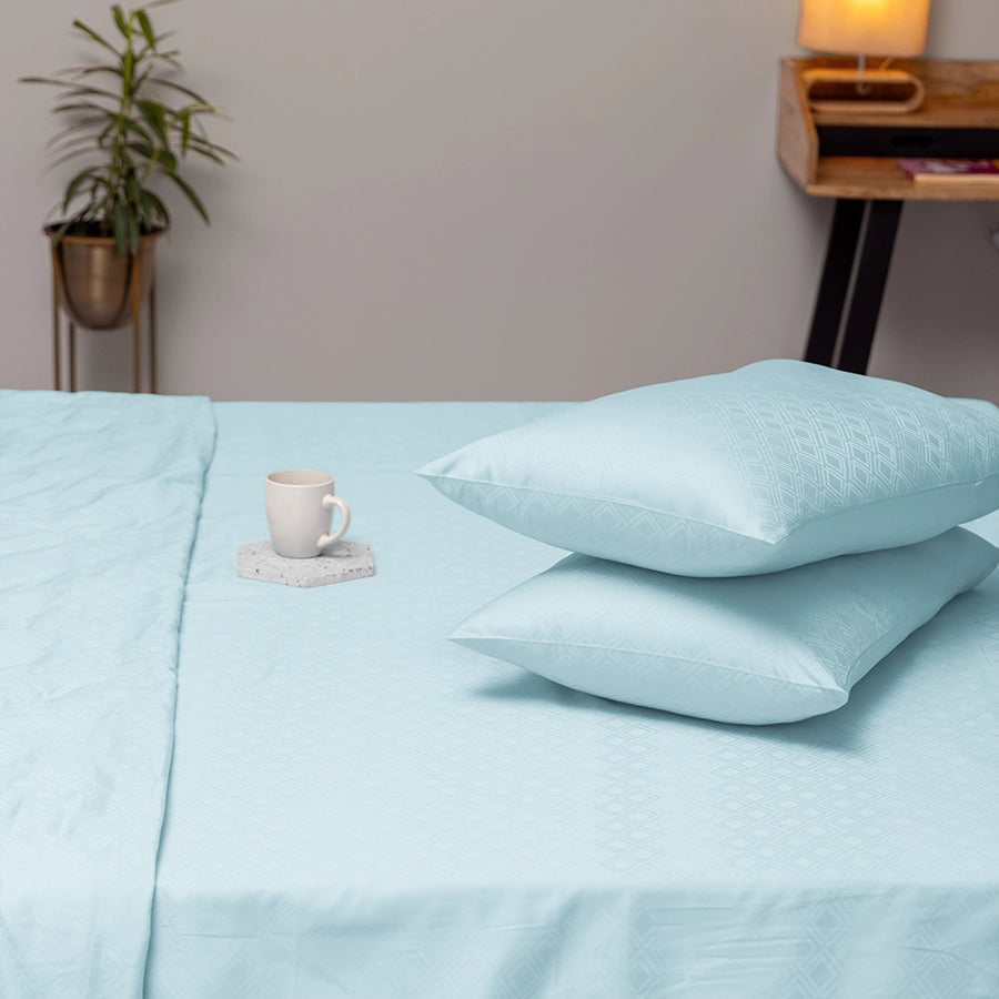 Bedsheet Set - Dazzling Diamond Jacquard - Dazzling Diamond Pale Blue, Dazzling Diamond Light Grey, Dazzling Diamond...