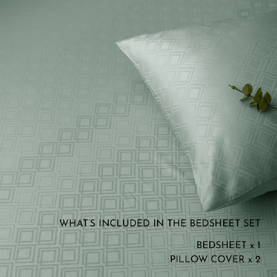 Bedsheet Set - Dazzling Diamond Jacquard - sage green- King