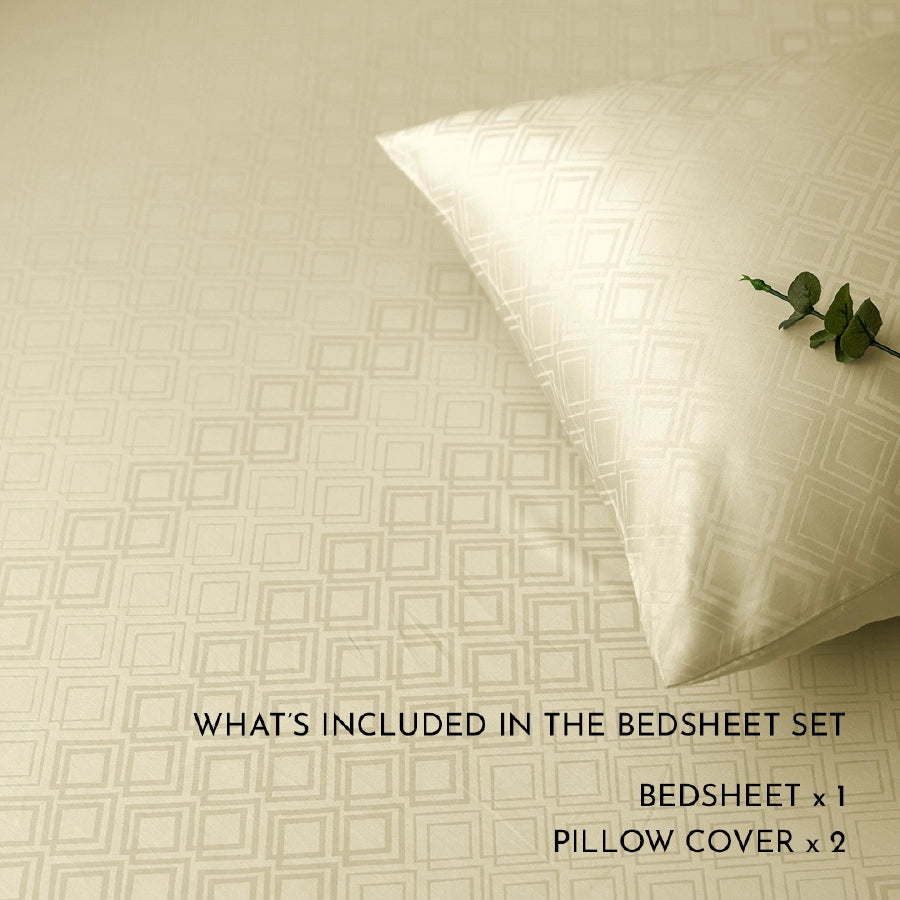 Bedsheet Set - Dazzling Diamond Jacquard - Ivory - King