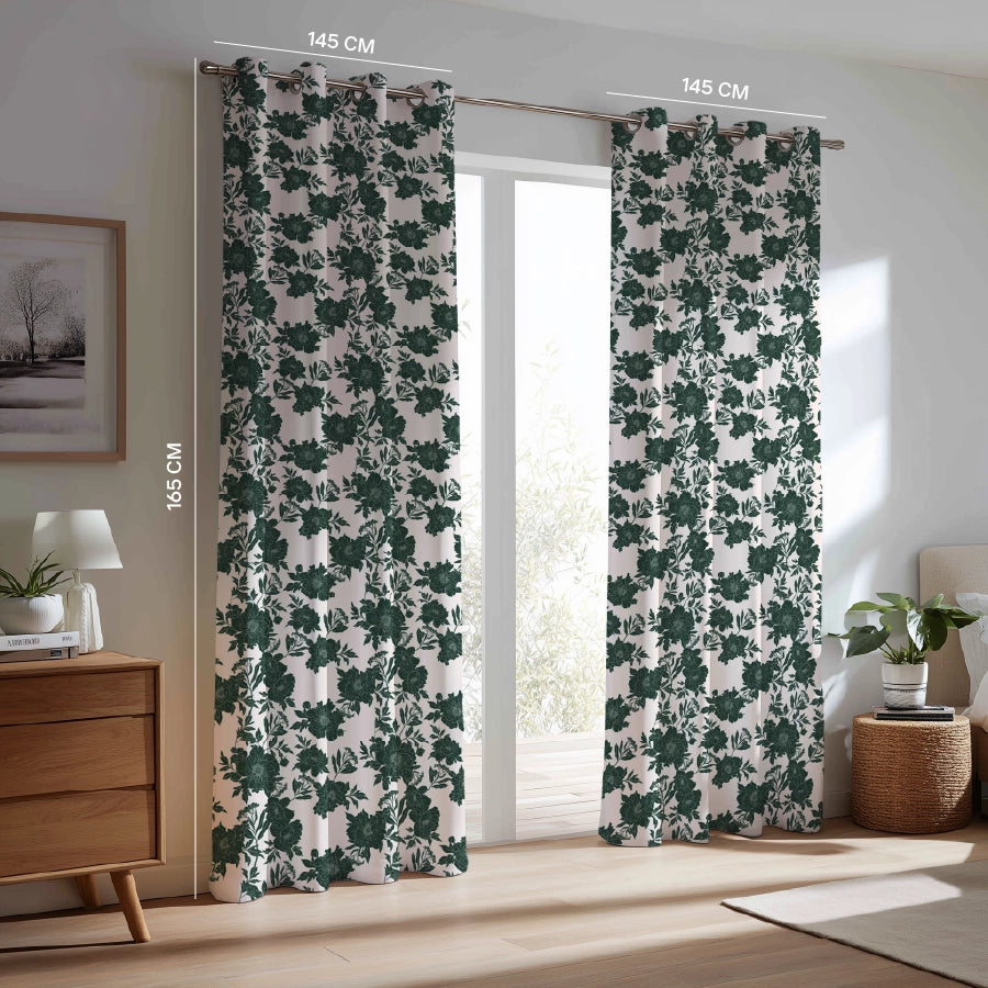 Dreamy Flora Curtain (Pack of 2) - Window - 5 Feet - 200TC