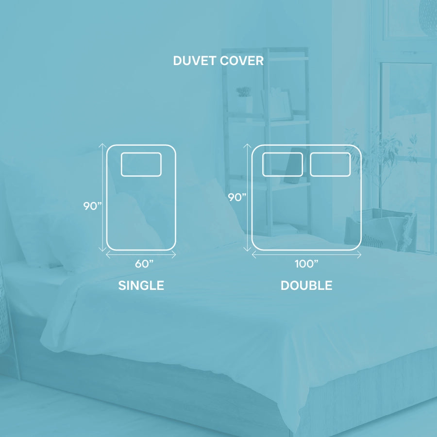 Bed [Bedding Bundle - Fitted Sheet Set with Duvet Cover - 300TC Blooming Coral  - Pale Blue - Queen / Double & King / Double]