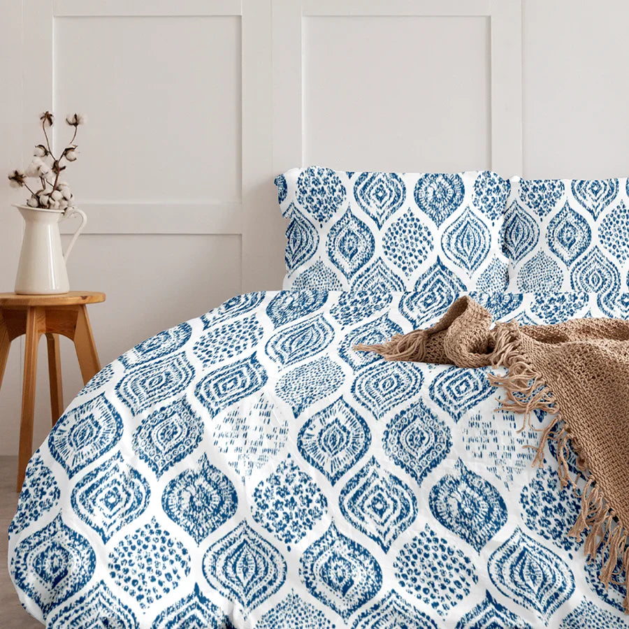 Bedsheet Set - 300TC Fishnet Motif - Single & King - Size Single