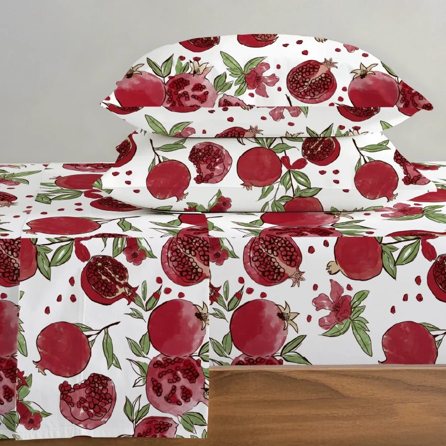 Bedsheet Set - Garnet Bloom White - Single & King - 200TC - Size Single