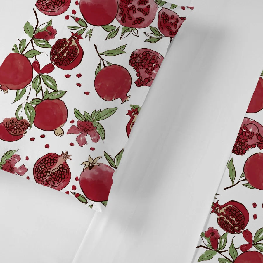 Bedsheet Set - Garnet Bloom White - Single & King - 200TC - Size Single
