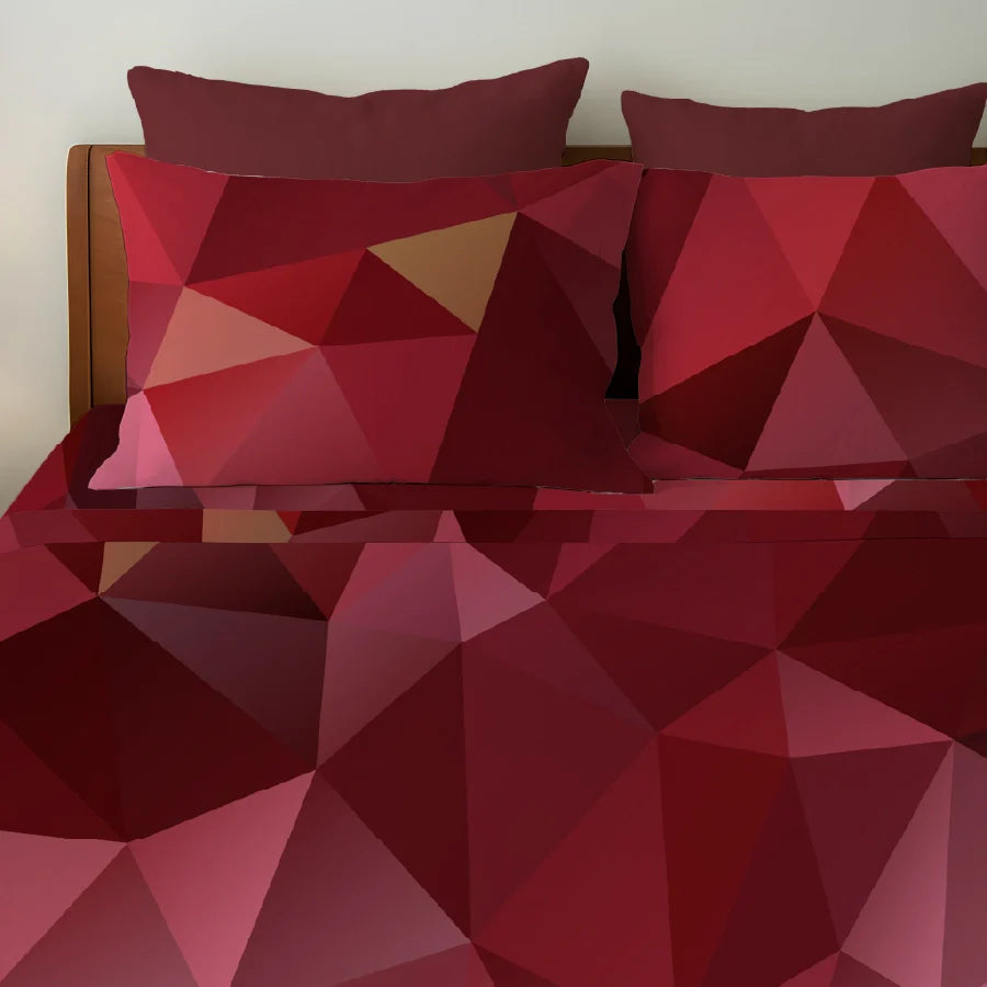 Bedsheet Set - Garnet Bloom Red - Single & King - 300TC - Size Single