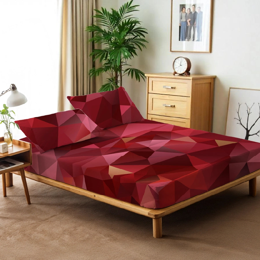 Bedsheet Set - Garnet Bloom Red - Single & King - 300TC