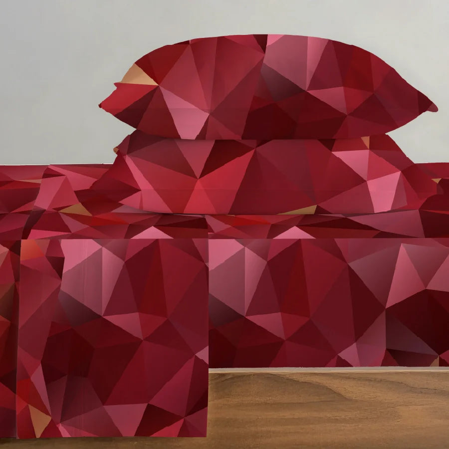 Bedsheet Set - Garnet Bloom Red - Single & King - 300TC - Size Single