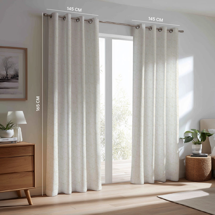 Geo Floral Curtain (Pack of 2) - Window - 5 Feet - 200TC