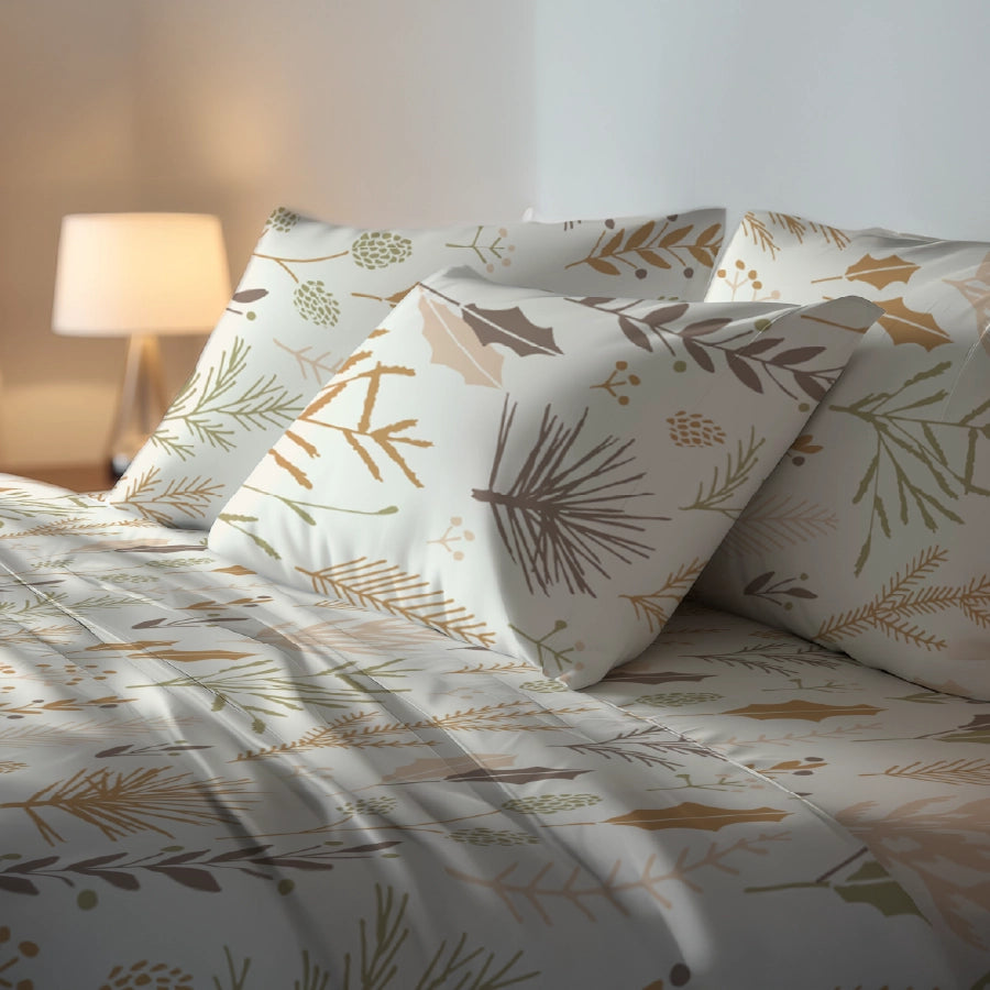 Fitted Sheet Set - Harvest Leaves - Harvest_Leaves - Queen & King - 200TC
