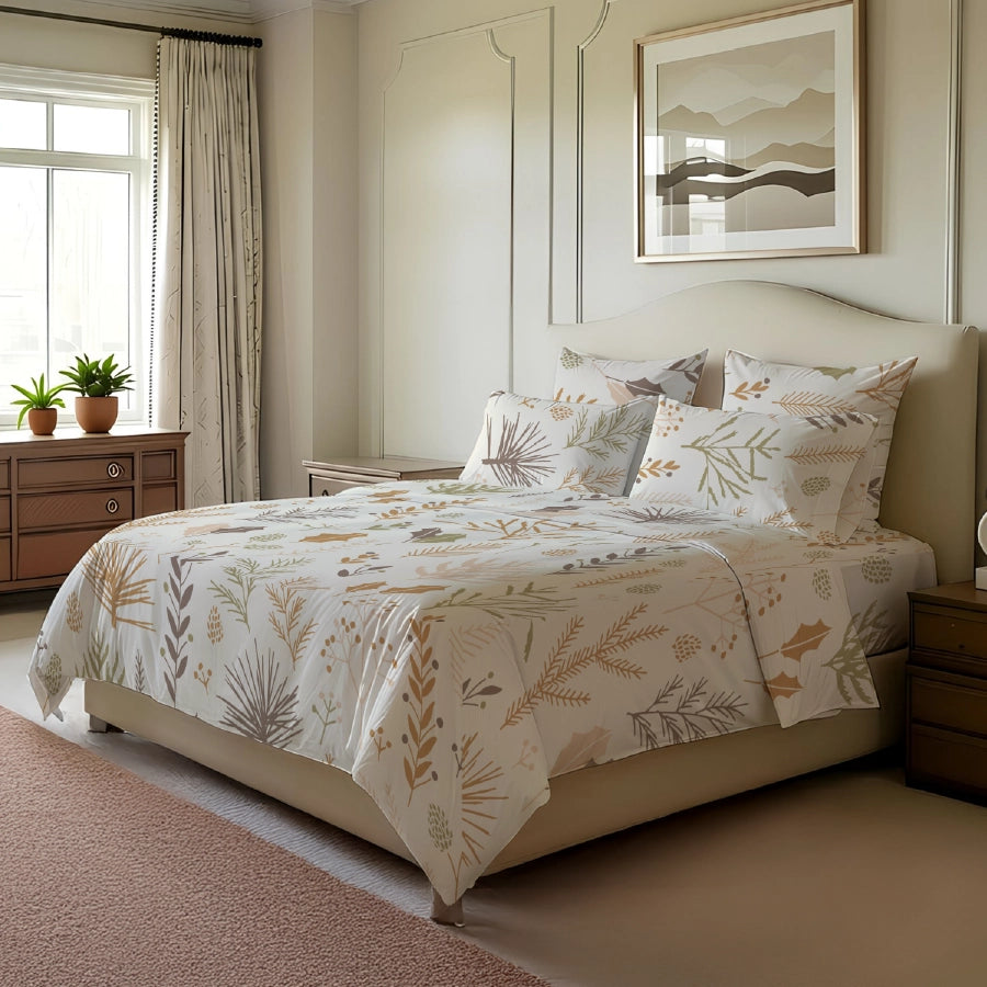 Bedsheet Set - Harvest Leaves - Harvest_Leaves - Single & King - 200TC