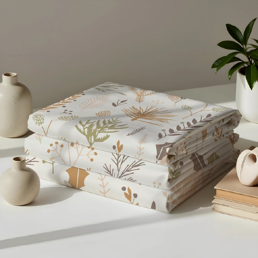 Bedsheet Set - Harvest Leaves - Harvest_Leaves - Single & King - 200TC