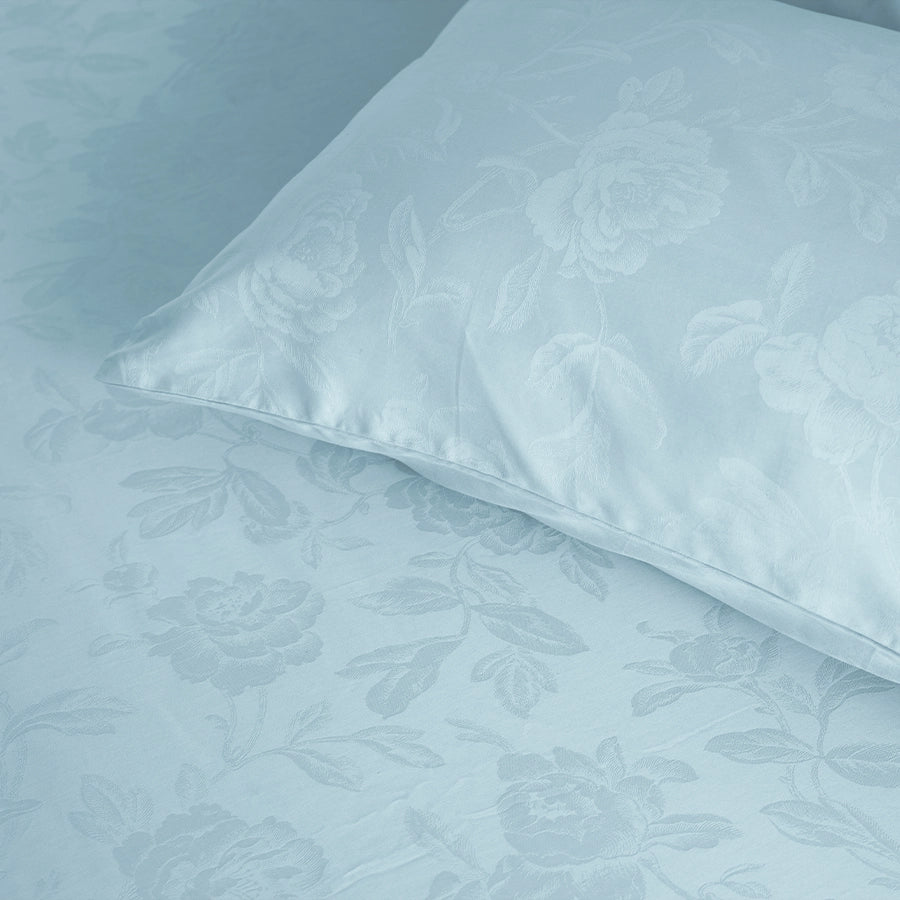Fitted Set - Jacquard Rose - Pale Blue - Queen & King