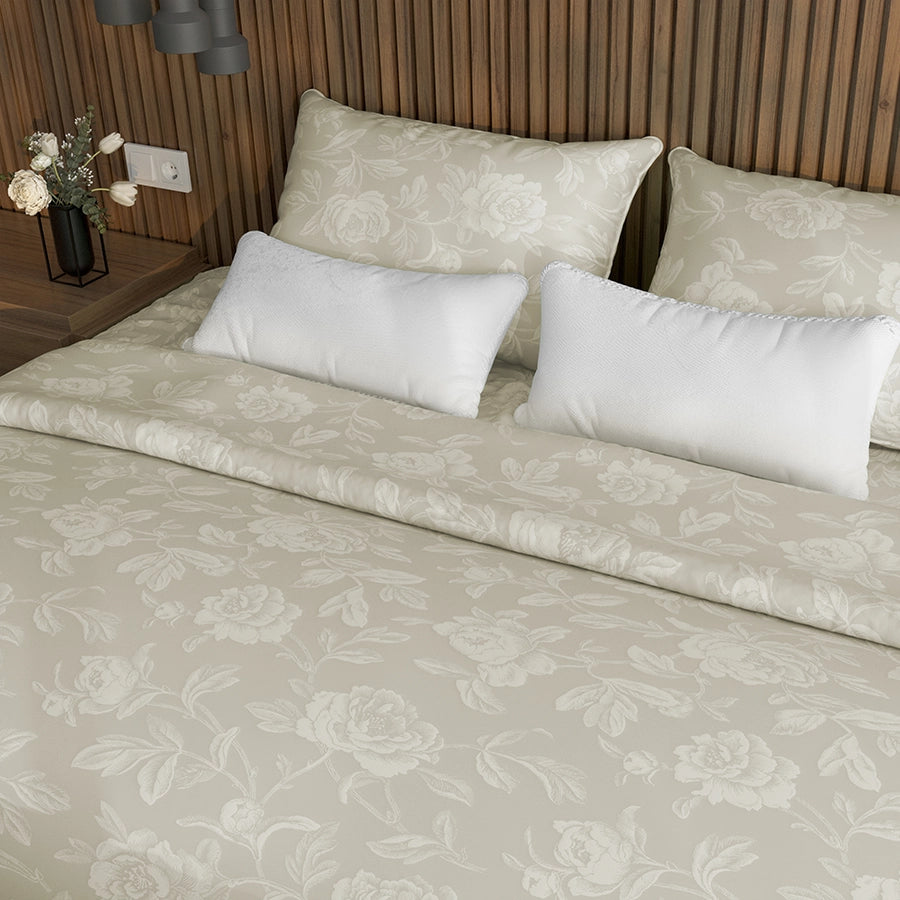 Fitted Set - Jacquard Rose - Pale Blue, Laurel Green, Jacquard Rose Cameo Rose, Beige, Ivory, Jacquard Rose L [300TCFSJACRBI]
