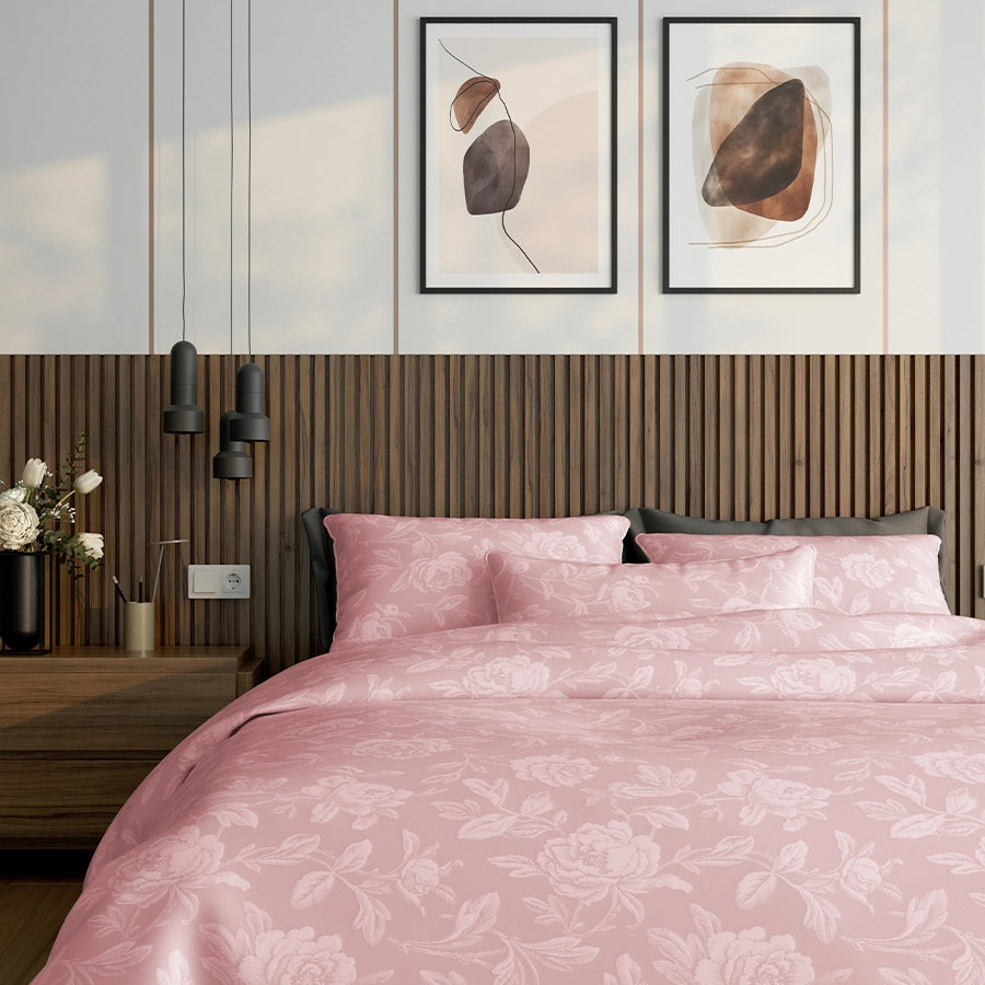 Duvet Cover - Jacquard Rose - Jacquard Rose Light Grey - Double