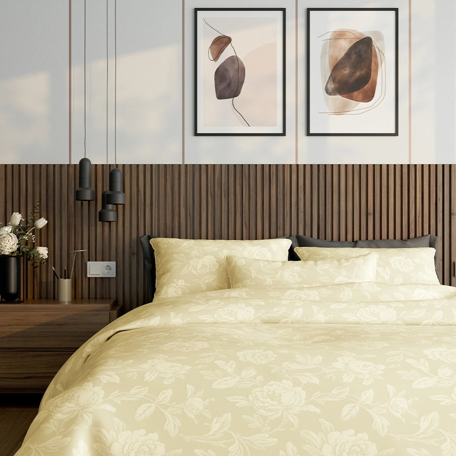 Duvet Cover - Jacquard Rose - Double [Duvet Cover - Jacquard Rose - Ivory - Double]