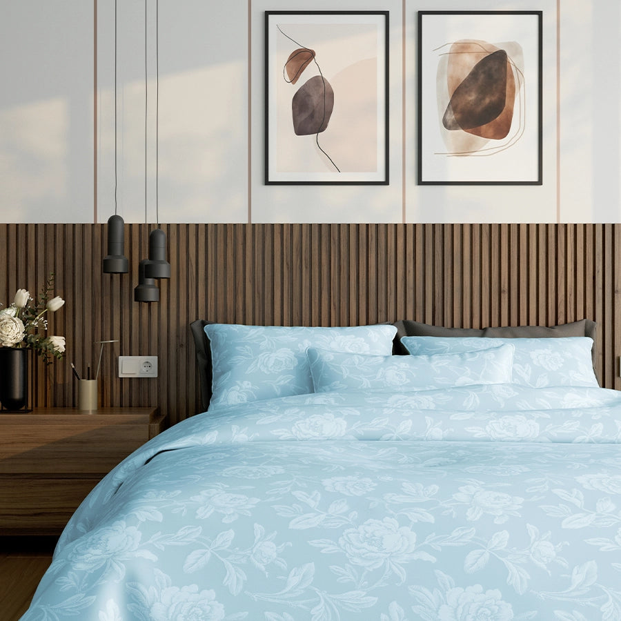 Duvet Cover - Jacquard Rose - Double [Duvet Cover - Jacquard Rose - Pale Blue - Double]