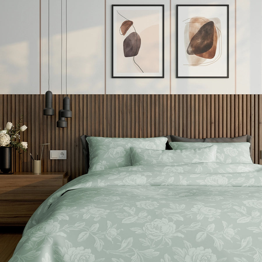 Duvet Cover - Jacquard Rose - Double [Duvet Cover - Jacquard Rose - Sage - Double]