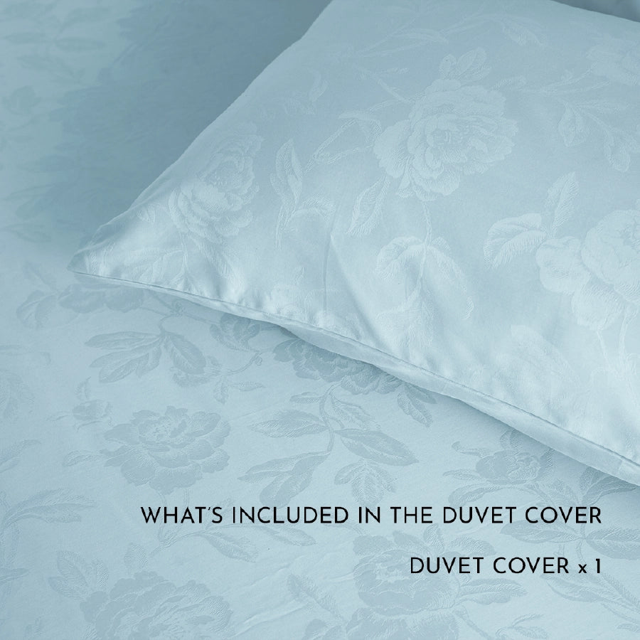 Fitted Set - Jacquard Rose - Pale Blue - Queen & King