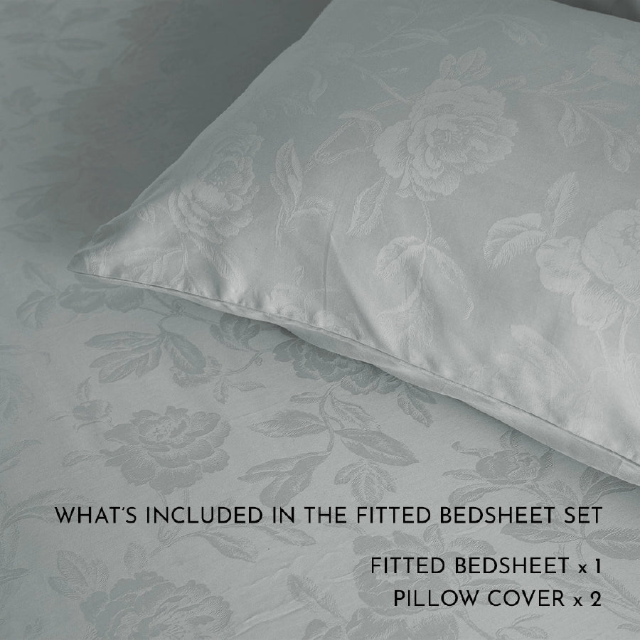 Duvet Cover - Jacquard Rose - Double [Duvet Cover - Jacquard Rose - Light Grey - Double]