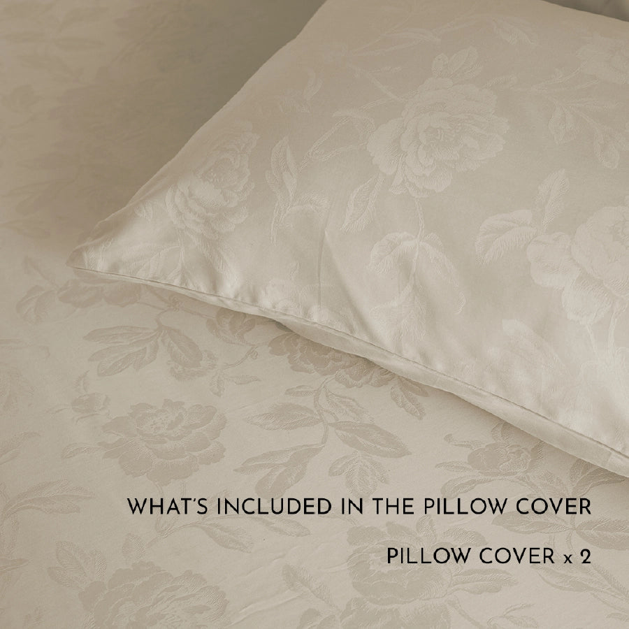 Pillow Cover - Jacquard Rose - Ivory, Beige, Laurel Green, Jacquard Rose Cameo Rose, Jacquard Rose Light Grey