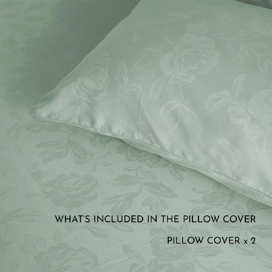 Pillow Cover - Jacquard Rose - Pale Blue - 300TC