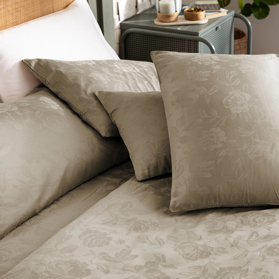 Pillow Cover - Jacquard Rose - Ivory, Beige, Laurel Green, Jacquard Rose Cameo Rose, Jacquard Rose Light Grey