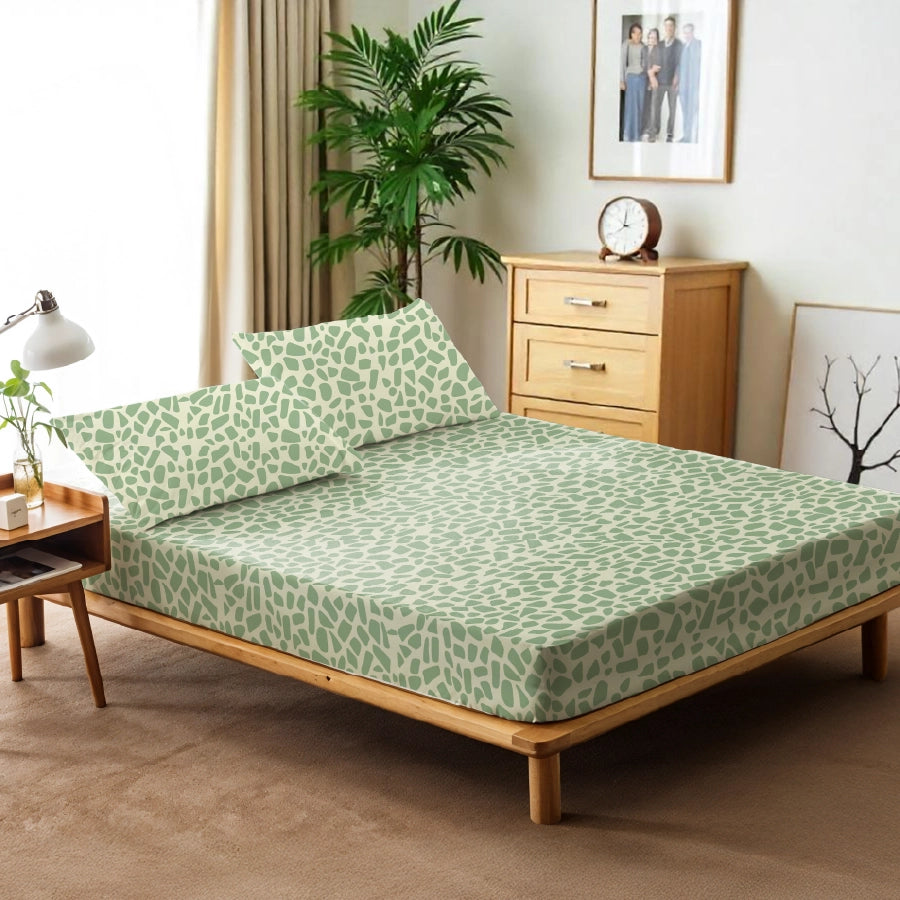Fitted Sheet Set - Cheetah - Cheetah Green - Queen & King - 200TC