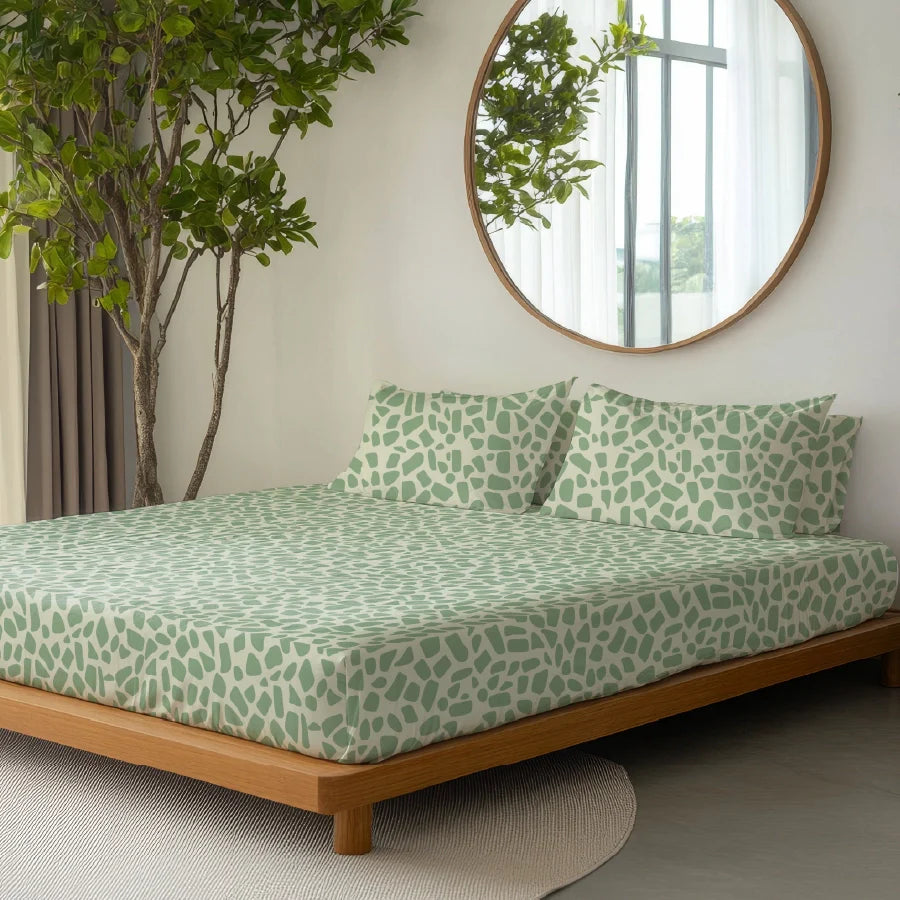 Bedsheet Set - Cheetah - Cheetah Green - Single & King - 200TC - Size Single