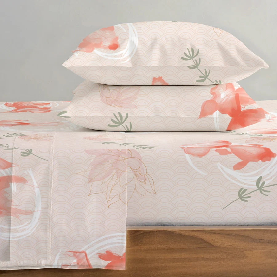 Bedsheet Set - Koi Fish - Single & King - 200TC - Size Single