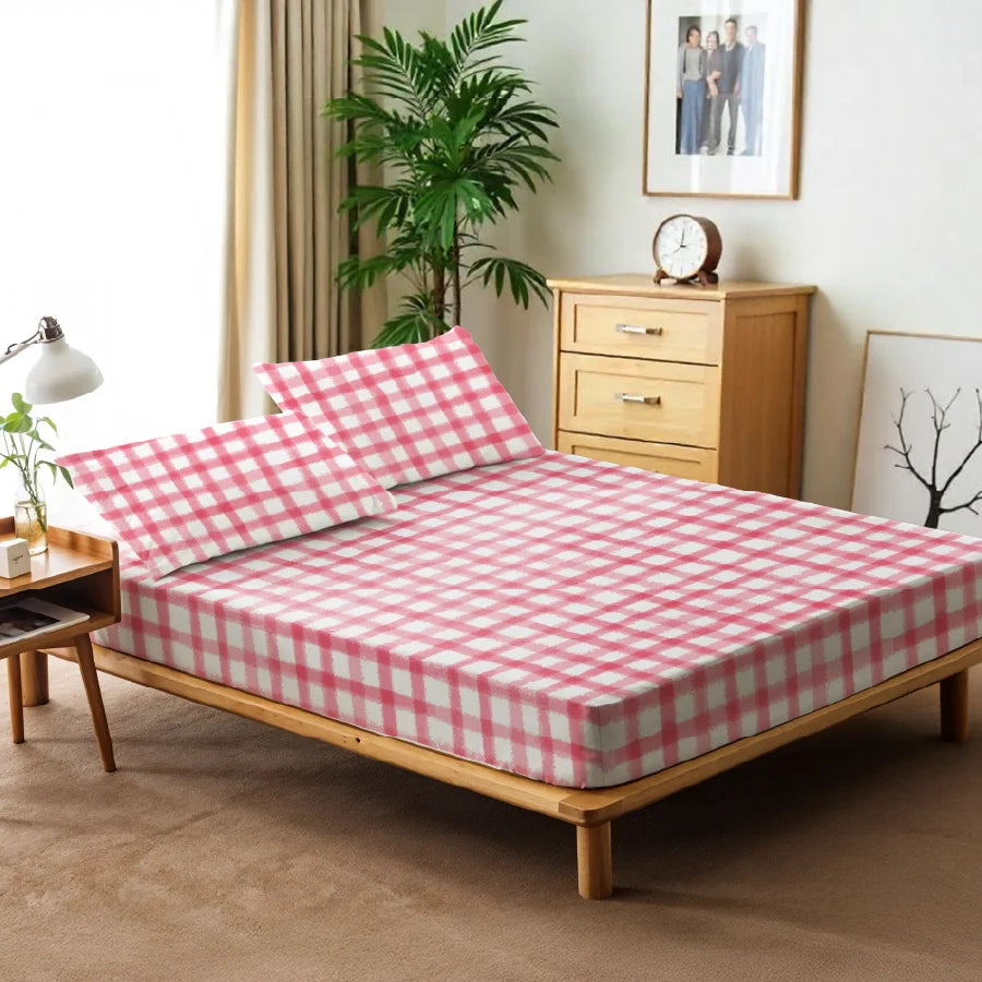 Bedsheet Set - Water Color Checks - Single & King - 200TC - Size Single