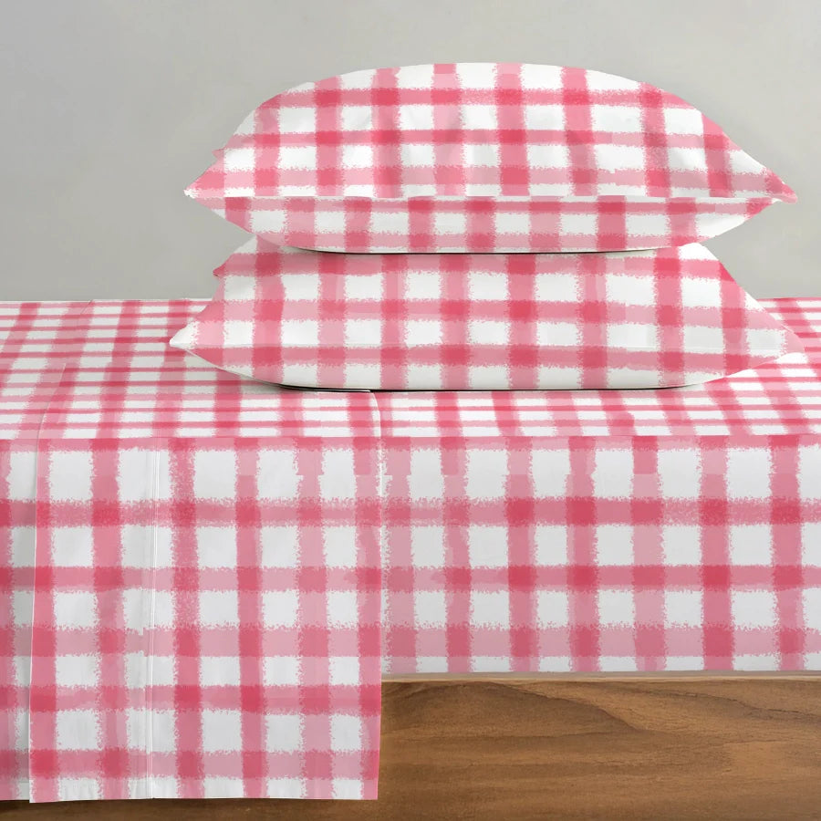 Bedsheet Set - Water Color Checks - Single & King - 200TC - Size Single