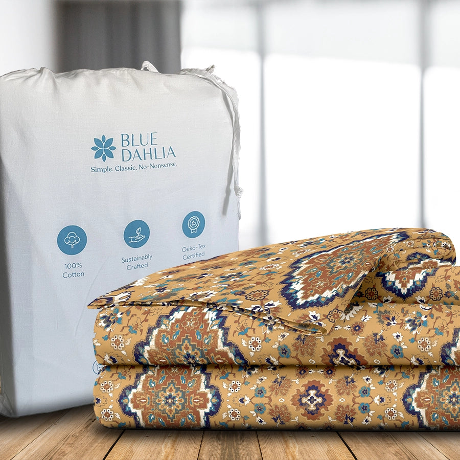 Bedsheet Set - 300TC Medallion Earth - Single & King