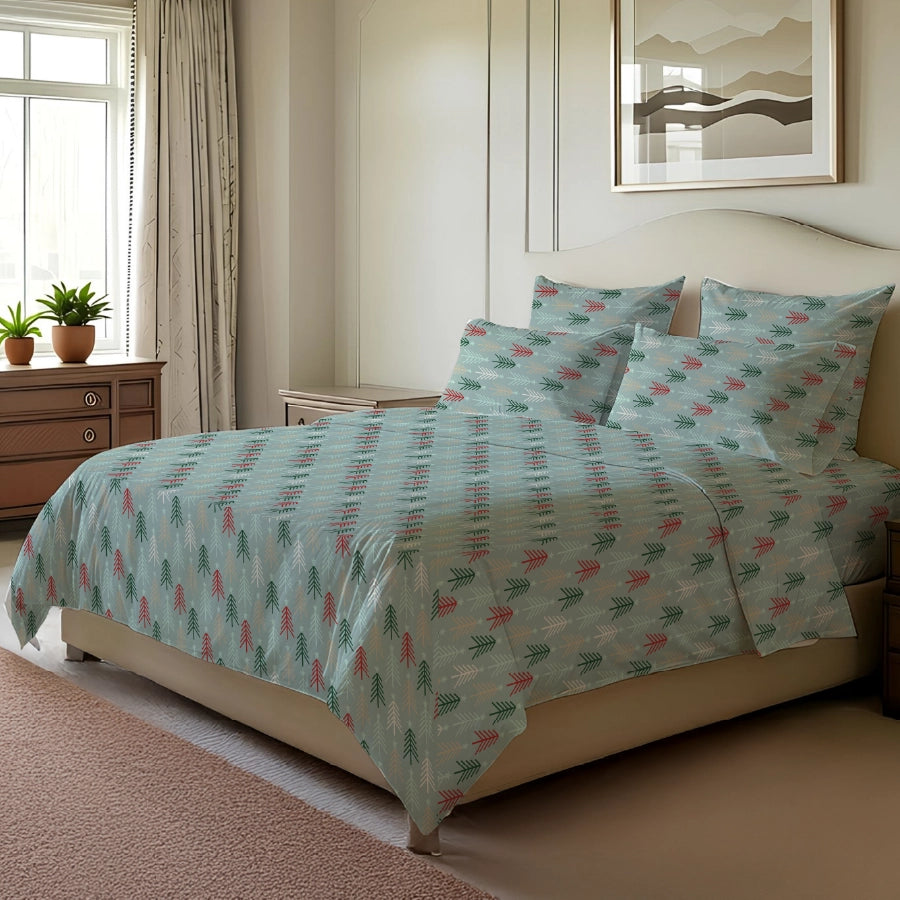 Bedsheet Set - Merry Spruce - Single & King - 200TC