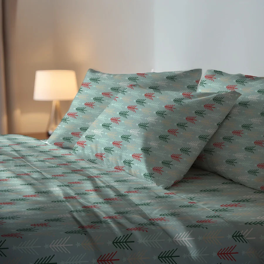 Bedsheet Set - Merry Spruce - Single & King - 200TC - Size Single