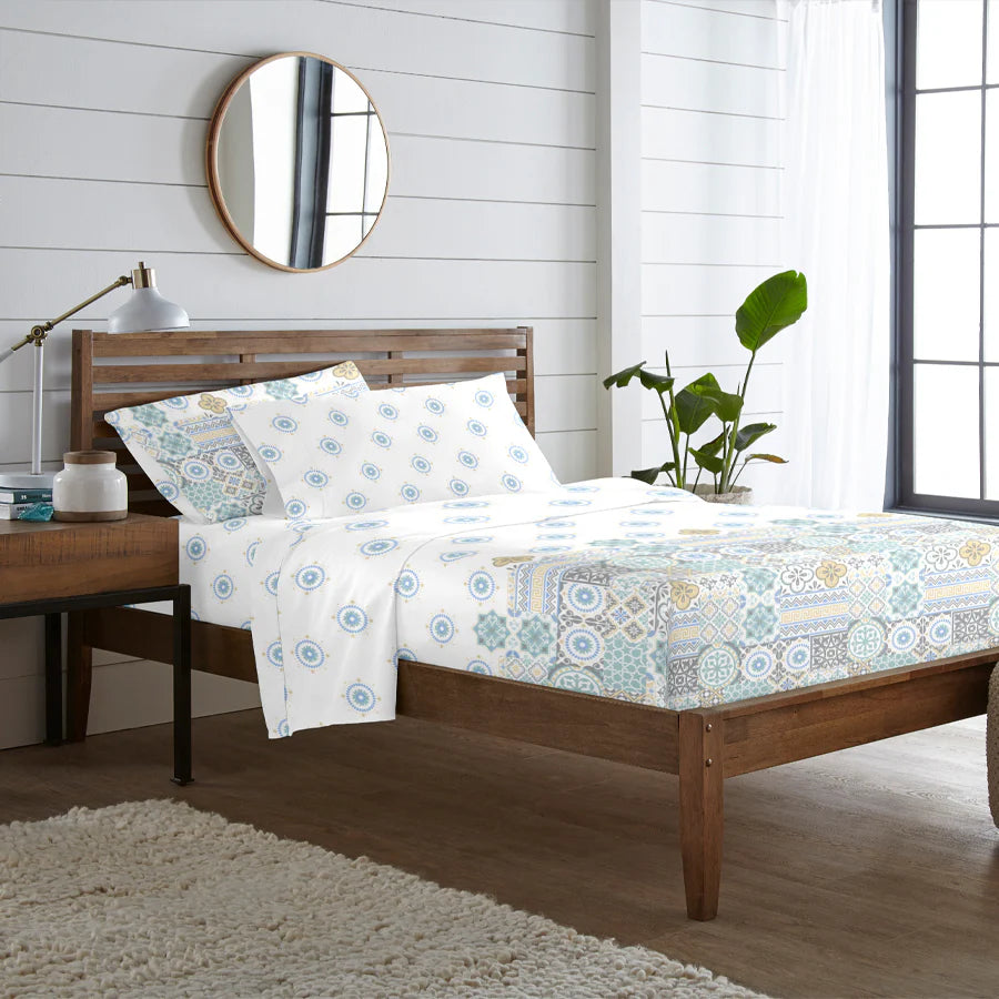 Fitted Sheet Set - 300TC - Morocco Tiles - Queen & King