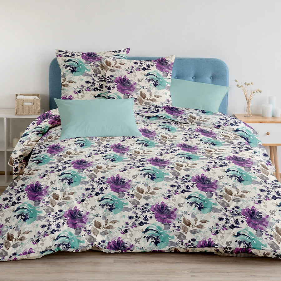 Duvet Cover - 300TC Peonies Wisteria Purple - Double
