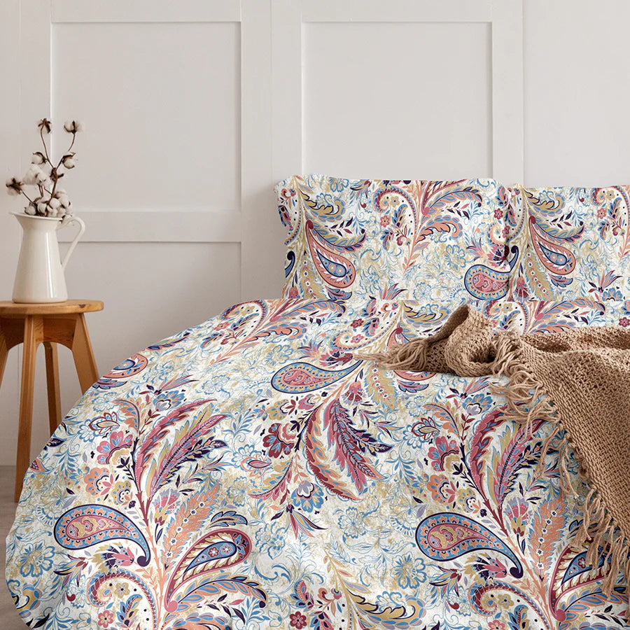 Bedding Bundle - Bedsheet Set with Quilt & Pillows - Parsely Bohemian - King/Double - 300TC