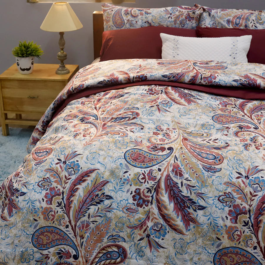 Bedding Bundle - Bedsheet Set with Quilt & Pillows - Parsely Bohemian - King/Double - 300TC