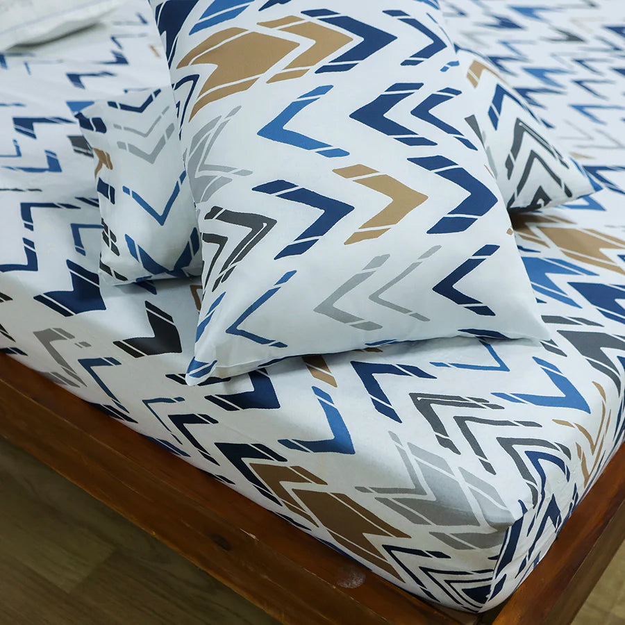 Fitted Sheet Set - 300TC Pastel Herringbone - Queen & King