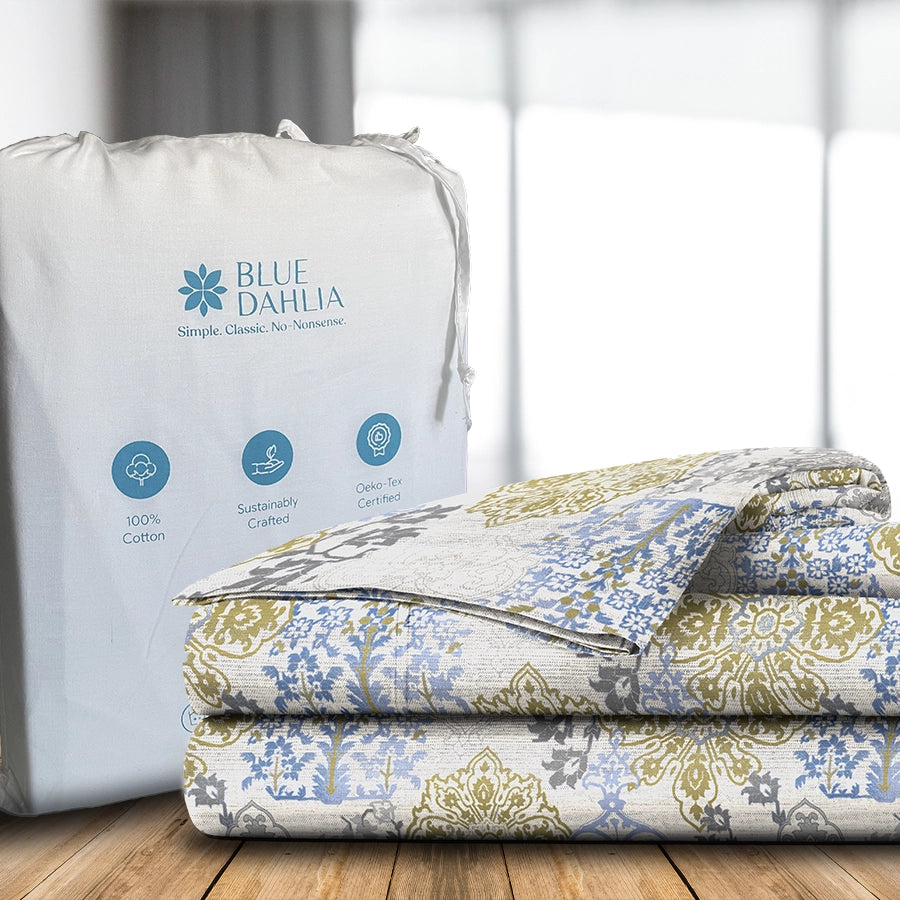 Duvet Cover - 300TC Pastel Brocade - Periwinkle Blue - Double