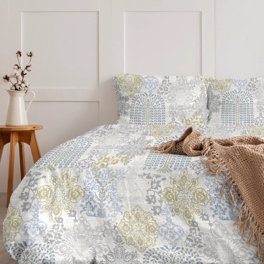 Bedsheet Set - 300TC Pastel Brocade - Periwinkle Blue - Single & King - Size Single