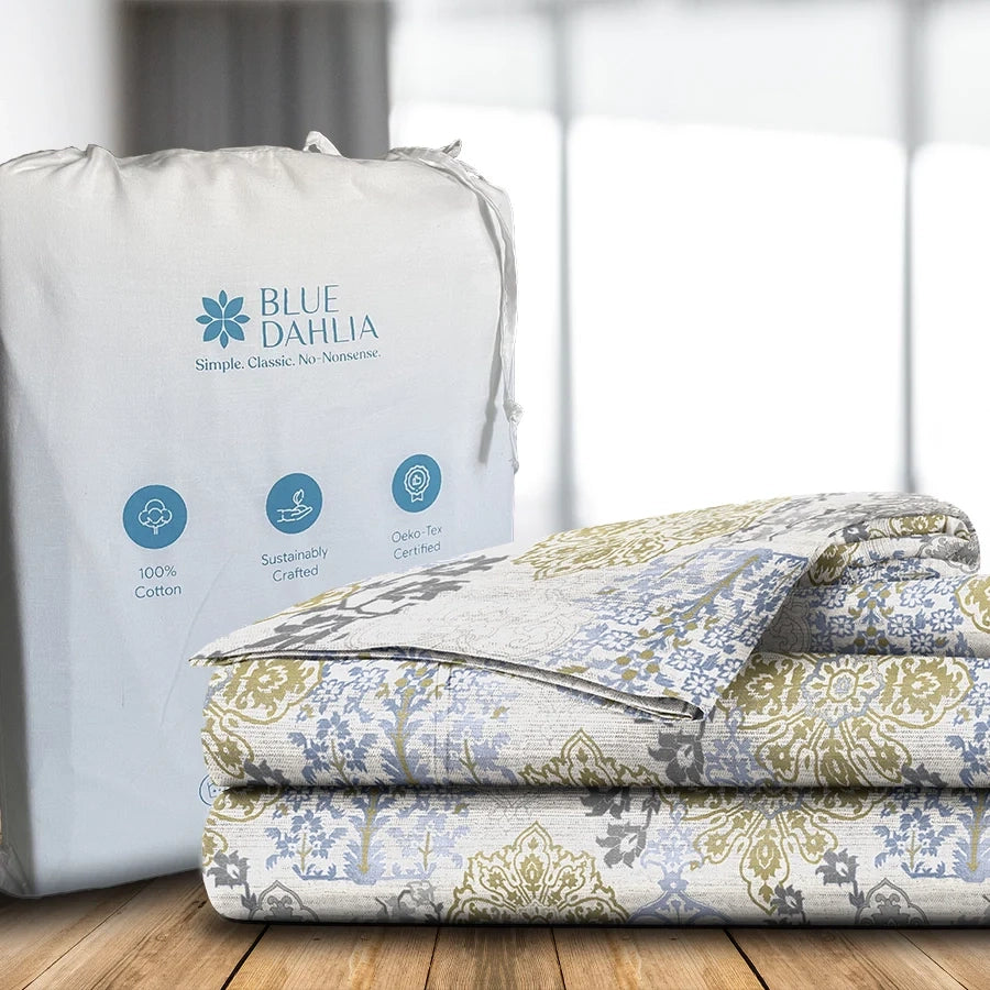 Bedsheet Set - 300TC Pastel Brocade - Periwinkle Blue - Single & King