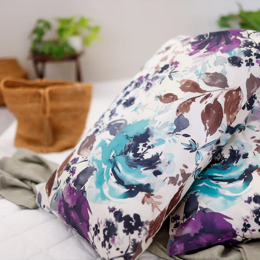 Bedsheet Set - 300TC Peonies Wisteria Purple - Single & King - Size Single