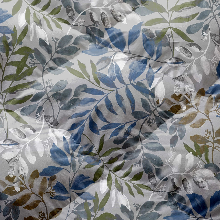 Quilt / AC Comforter - Blooming Rowan Leaves - Blue - Double - 300TC
