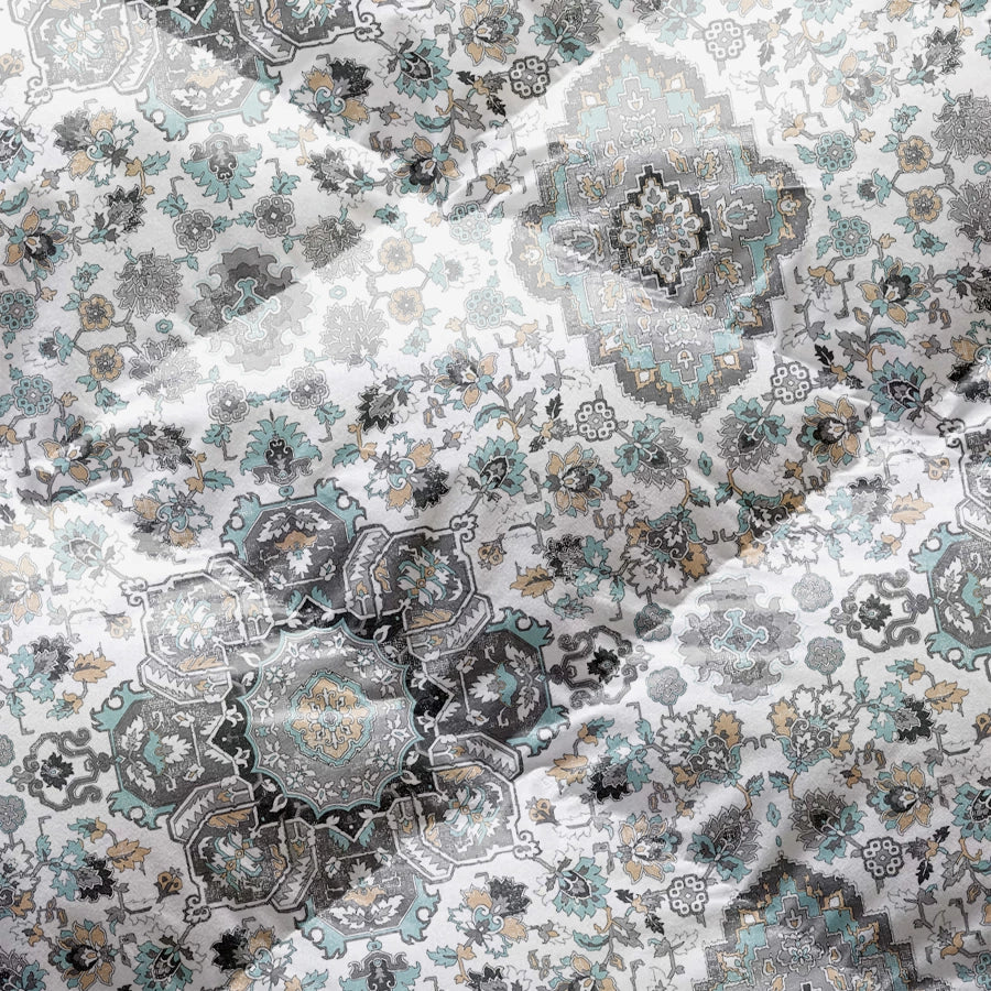 Quilt / AC Comforter - Medallion Earth - White - Double - 300TC