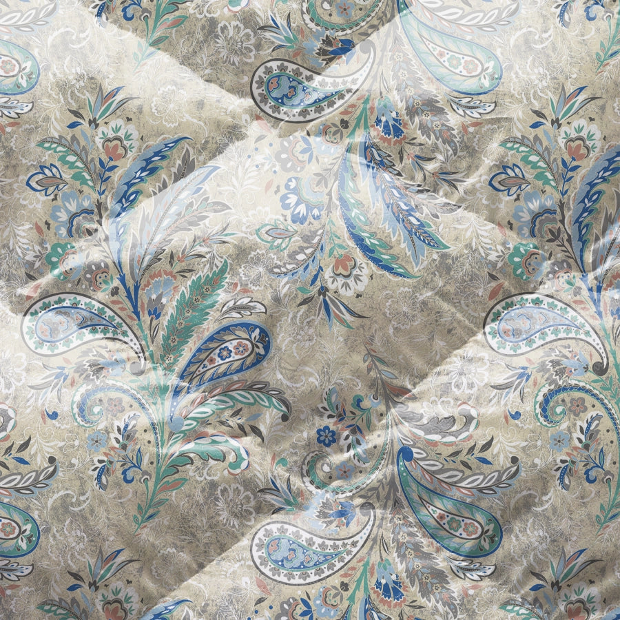 Quilt / AC Comforter - Parsely Bohemian - Tiffany Blue, Rosewood Red - Double - 300TC