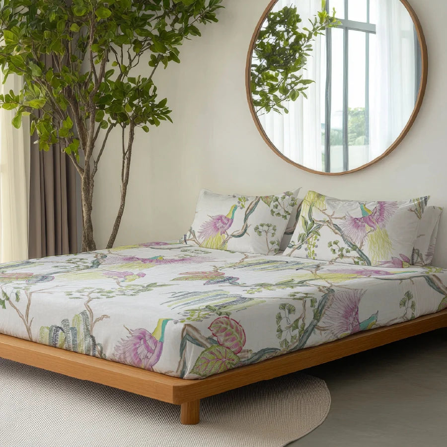 Bedsheet Set - Secret Groove - Beige, White - Single & King - 200TC - Size Single