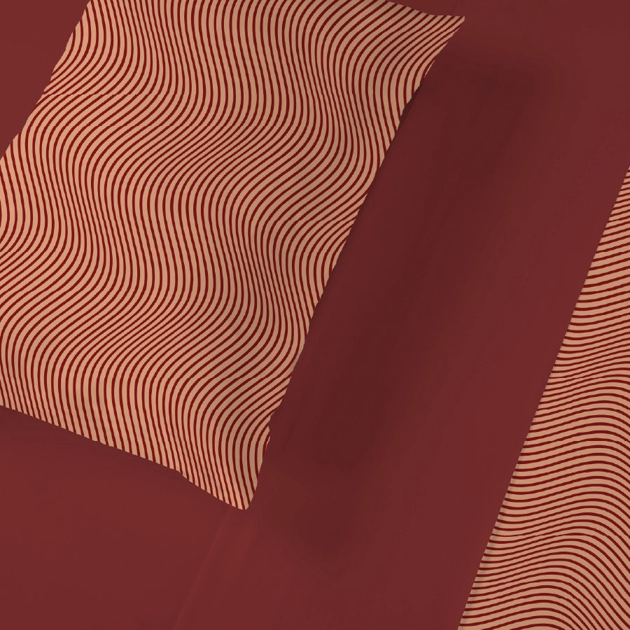 Bedsheet Set - Wavy Art Stripes - King - 200TC