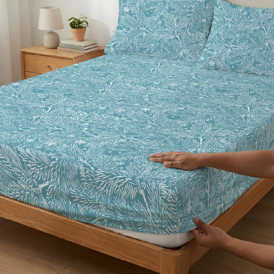 Fitted Sheet Set - Snowy Drift - Queen & King - 200TC